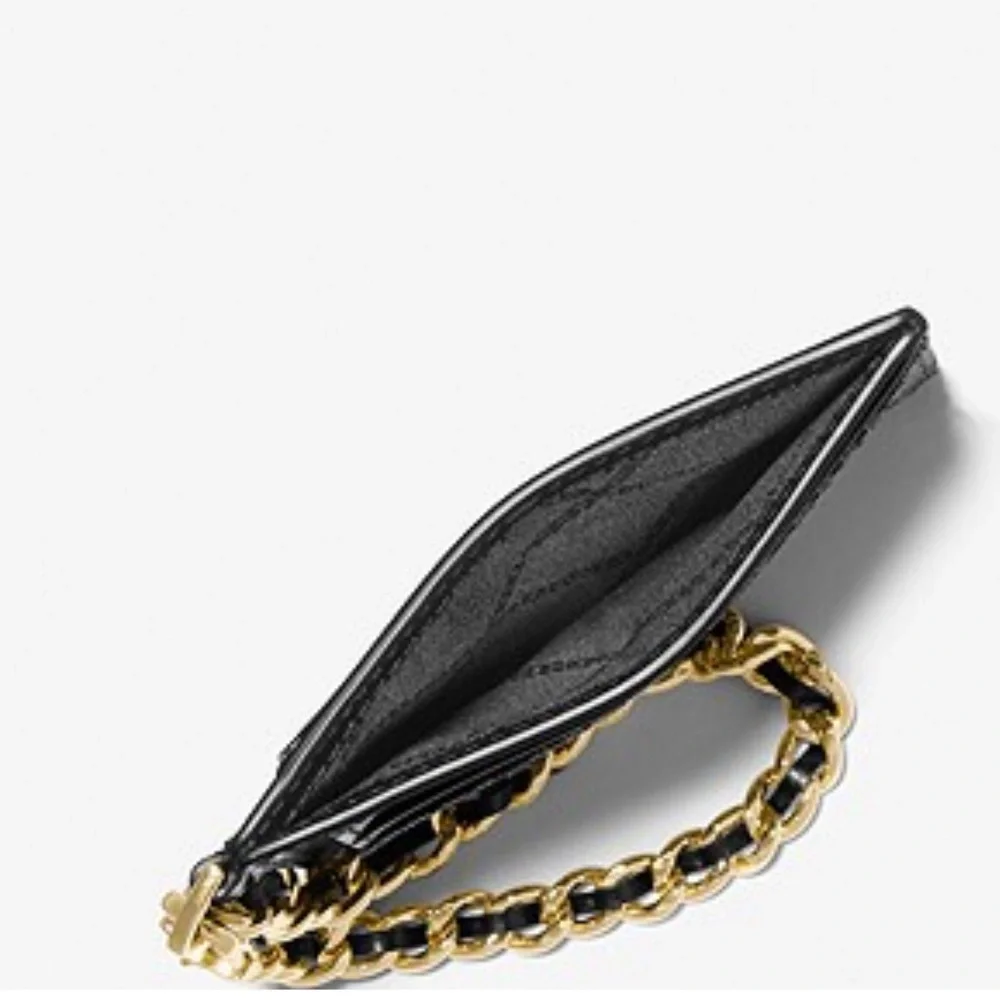Small Metallic Logo Chain Card Case - Picture 2 of 4